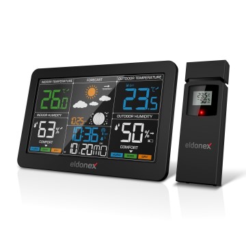 ELDONEX EWS-1010-BK - Meteostanica s LCD displejom 2xAAA čierna