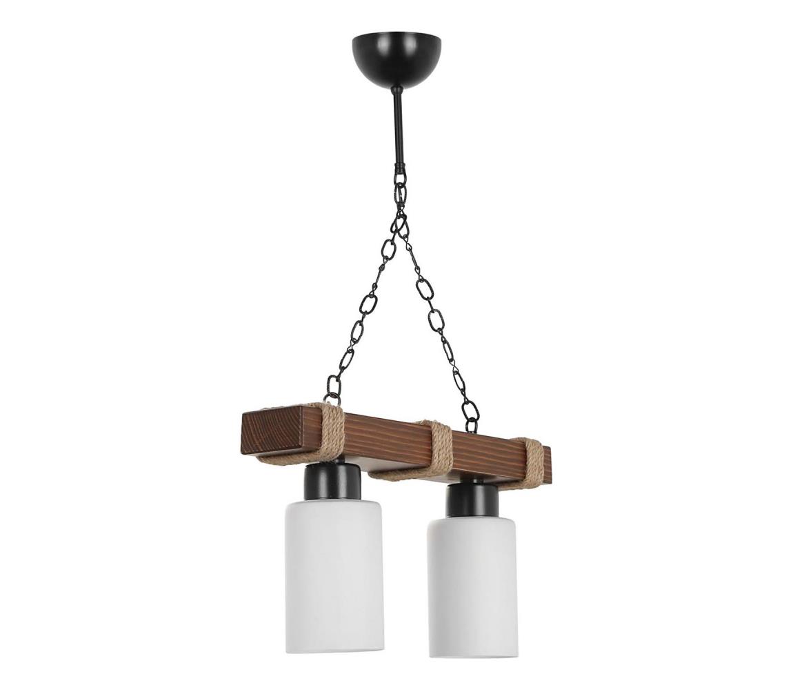 Elegantný luster na reťazi JASMIN 2xE27/40W/230V hnedá/biela 534LUN3373