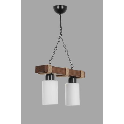 Elegantný luster na reťazi JASMIN 2xE27/40W/230V hnedá/biela