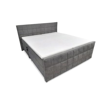 Elektrická polohovacia čalúnená posteľ s matracmi a topperom HELEN 180x200 cm sivá