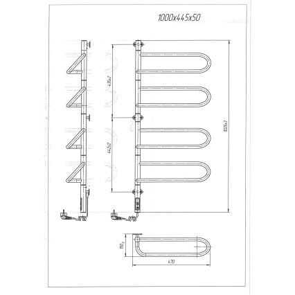 Elektrický otočný sušiak na uteráky ELECTRA 120W/230V 102,5x47,5 cm nerez/chróm ľavý
