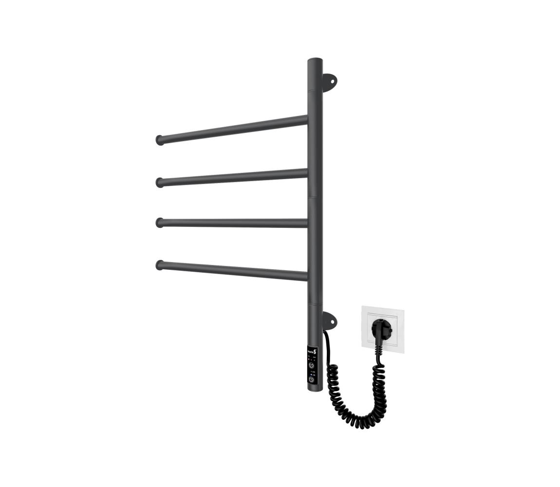 Mario-Radiators Elektrický otočný sušák na uteráky VEER 50 W/230 V 62,5x44,5 cm nerez/čierna 2.3.0407.11.BM