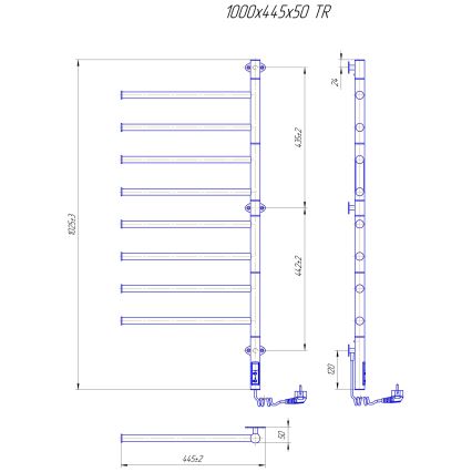 Elektrický otočný sušiak na uteráky VEER 95W/230V 102,5x44,5 cm nerezová oceľ/lesklý chróm