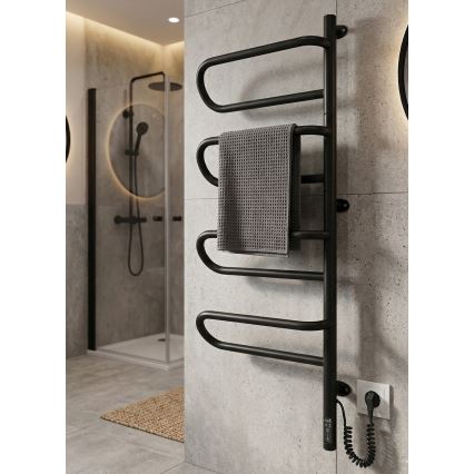 Elektrický otočný sušiak na uteráky ELECTRA 120W/230V 100x44,5 cm nerez/čierny pravostranný