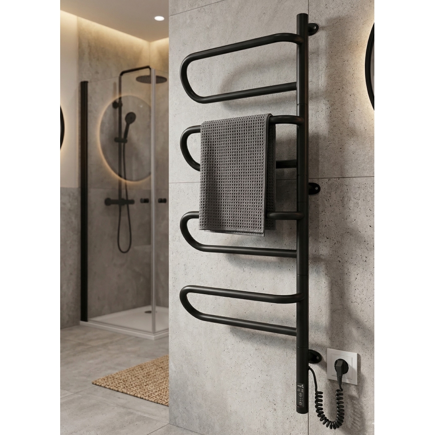 Elektrický otočný sušiak na uteráky ELECTRA 120W/230V 100x44,5 cm nerez/čierny pravostranný