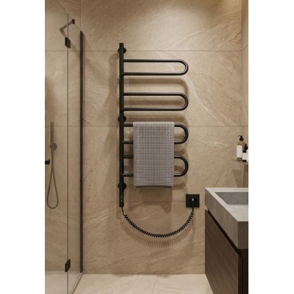 Elektrický otočný sušiak na uteráky ELECTRA 120W/230V 102,5x47,5 cm nerez/čierny ľavý