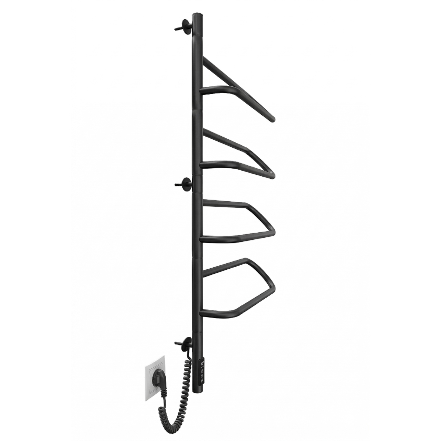 Elektrický otočný sušiak na uteráky ELECTRA 120W/230V 102,5x47,5 cm nerez/čierny ľavý