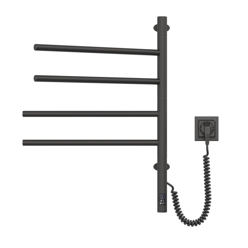 Elektrický otočný sušiak na uteráky s termostatom ARABESQUE 150W/230V 64,6 cm IP44 čierna