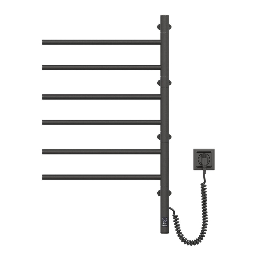 Elektrický otočný sušiak na uteráky s termostatom ARABESQUE 196W/230V 81,8 cm IP44 čierna