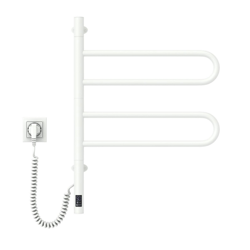 Elektrický otočný sušiak na uteráky s termostatom FOUETTE 128W/230V 64,6 cm IP44 biela