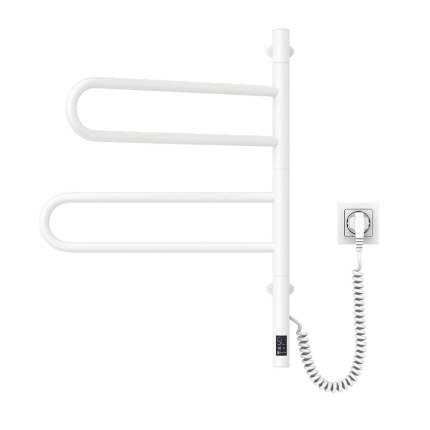 Elektrický otočný sušiak na uteráky s termostatom FOUETTE 128W/230V 64,6 cm IP44 biela