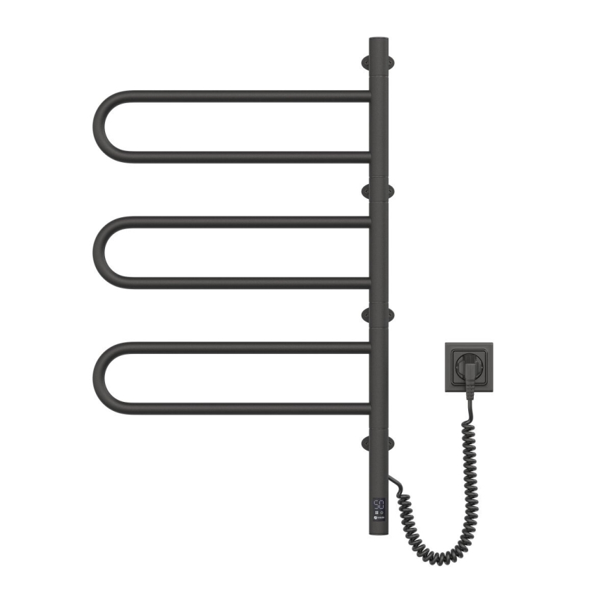 Elektrický otočný sušiak na uteráky s termostatom FOUETTE 185W/230V 81,8 cm IP44 čierna