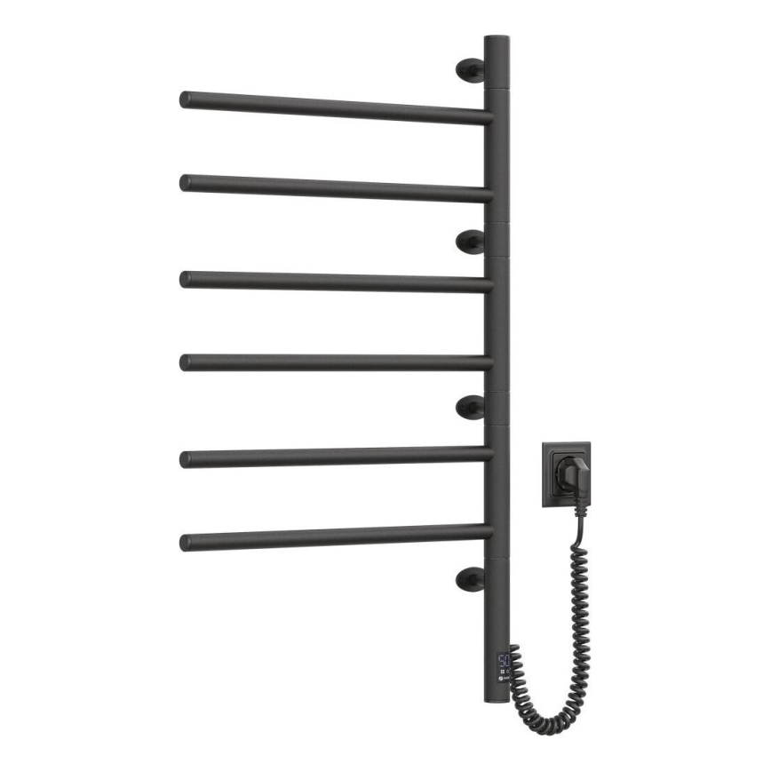 Elektrický otočný sušiak na uteráky s termostatom ARABESQUE 196W/230V 81,8 cm IP44 čierna