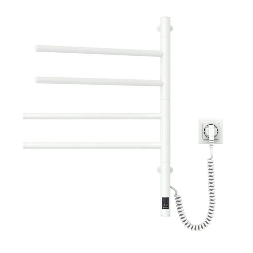 Elektrický otočný sušiak na uteráky s termostatom ARABESQUE 60W 65x49 cm biely