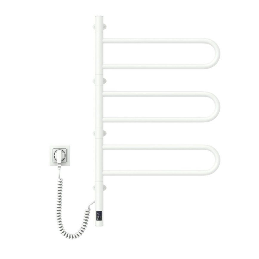 Elektrický otočný sušiak na uteráky s termostatom FOUETTE 100 W 80 x 49 cm biely