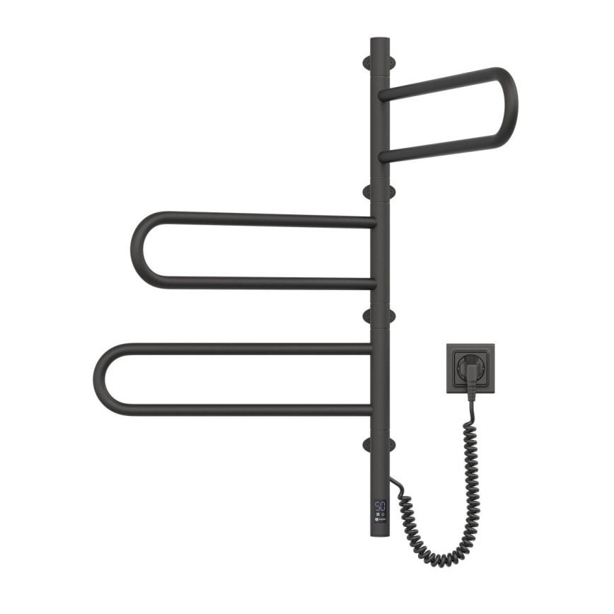 Elektrický otočný sušiak na uteráky s termostatom FOUETTE 120W 80x49 cm  čierna