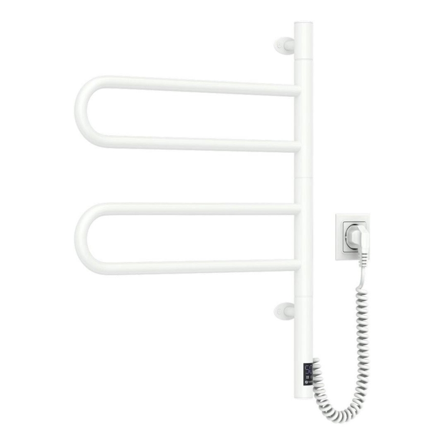 Elektrický otočný sušiak na uteráky s termostatom FOUETTE 128W/230V 64,6 cm IP44 biela