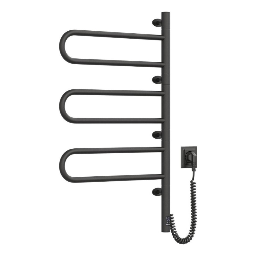 Elektrický otočný sušiak na uteráky s termostatom FOUETTE 185W/230V 81,8 cm IP44 čierna