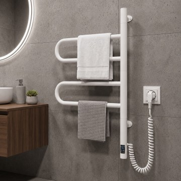 Elektrický otočný sušiak na uteráky s termostatom FOUETTE 60W 65x49 cm biela