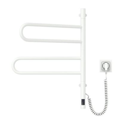 Elektrický otočný sušiak na uteráky s termostatom FOUETTE 60W 65x49 cm biela