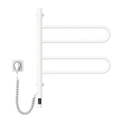 Elektrický otočný sušiak na uteráky s termostatom FOUETTE 60W 65X49 cm biely