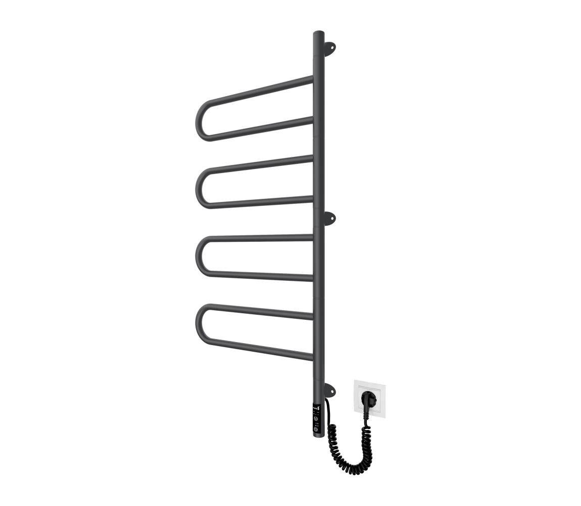 Mario-Radiators Elektrický otočný sušiak na uteráky TRISTAR 105W/230V 102,5x44,5 cm IP44 nerez/čierna 2.3.0507.11.BM