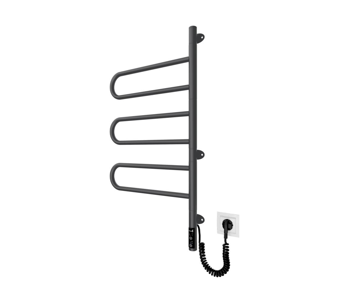 Mario-Radiators Elektrický otočný sušiak na uteráky TRISTAR 80W/230V 82,5x44,5 cm IP44 nerez/čierna 2.3.0506.11.BM