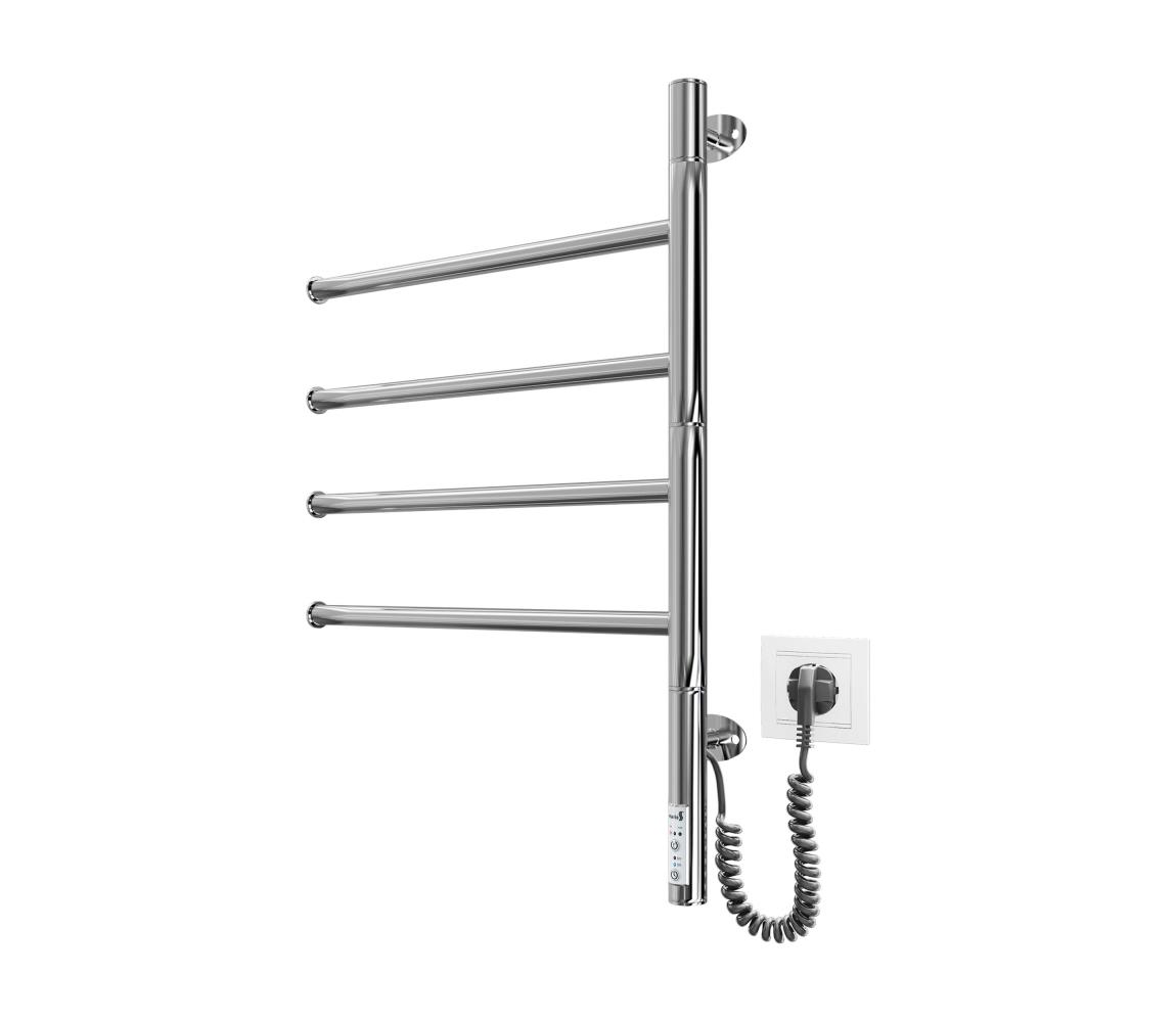 Mario-Radiators Elektrický otočný sušiak na uteráky VEER 50W/230V 62,5x44,5 cm nerez/lesklý chróm 2.3.0407.11.P