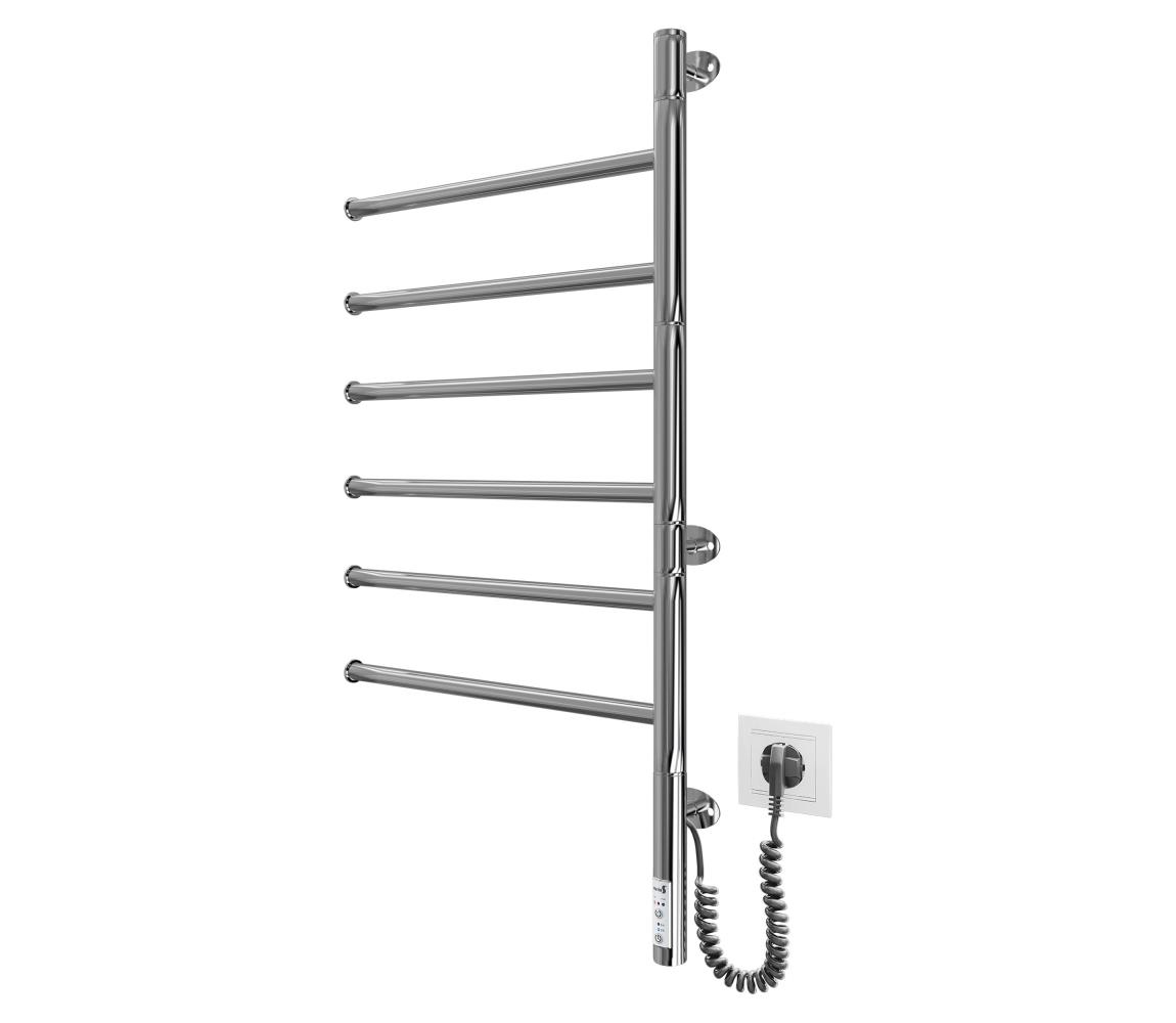 Mario-Radiators Elektrický otočný sušiak na uteráky VEER 80W/230V 82,5x44,5 cm nerez/lesklý chróm 2.3.0408.11.P