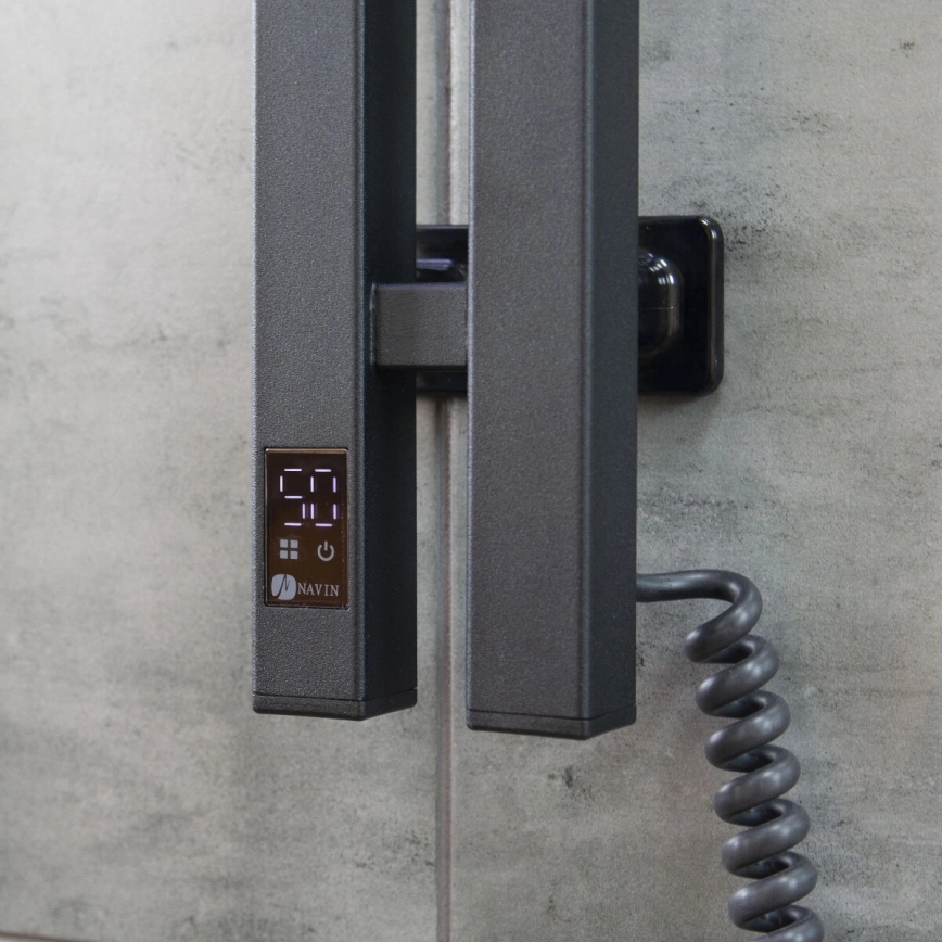 Elektrický sušiak na uteráky s termostatom SILOUETTE 187W/230V 120,6 cm IP44 čierna pravá hranatý