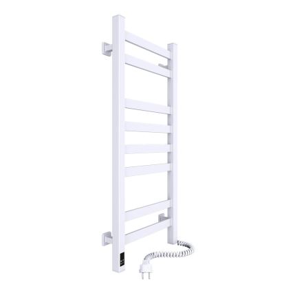 Elektrický sušiak na uteráky s termostatom AVANGARD 105W 80x36 cm biely pravostranný