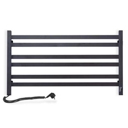 Elektrický sušiak na uteráky s termostatom AVANGARD 181 W, 50 × 90 cm, čierny, ľavý