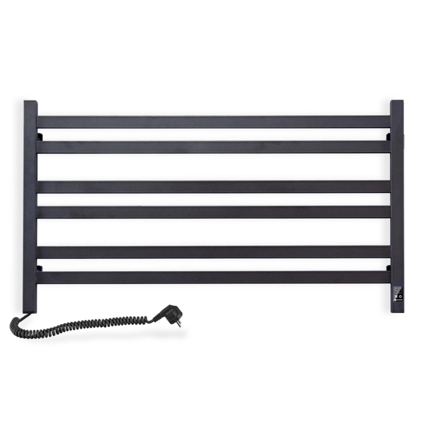 Elektrický sušiak na uteráky s termostatom AVANGARD 181 W, 50 × 90 cm, čierny, ľavý