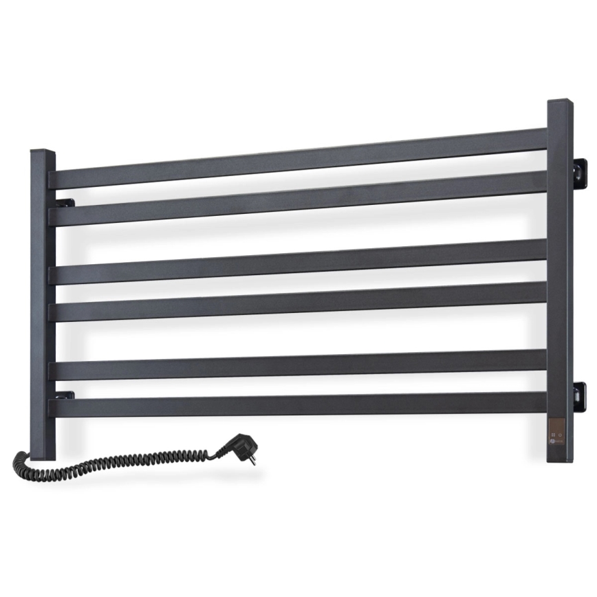 Elektrický sušiak na uteráky s termostatom AVANGARD 181 W, 50 × 90 cm, čierny, ľavý