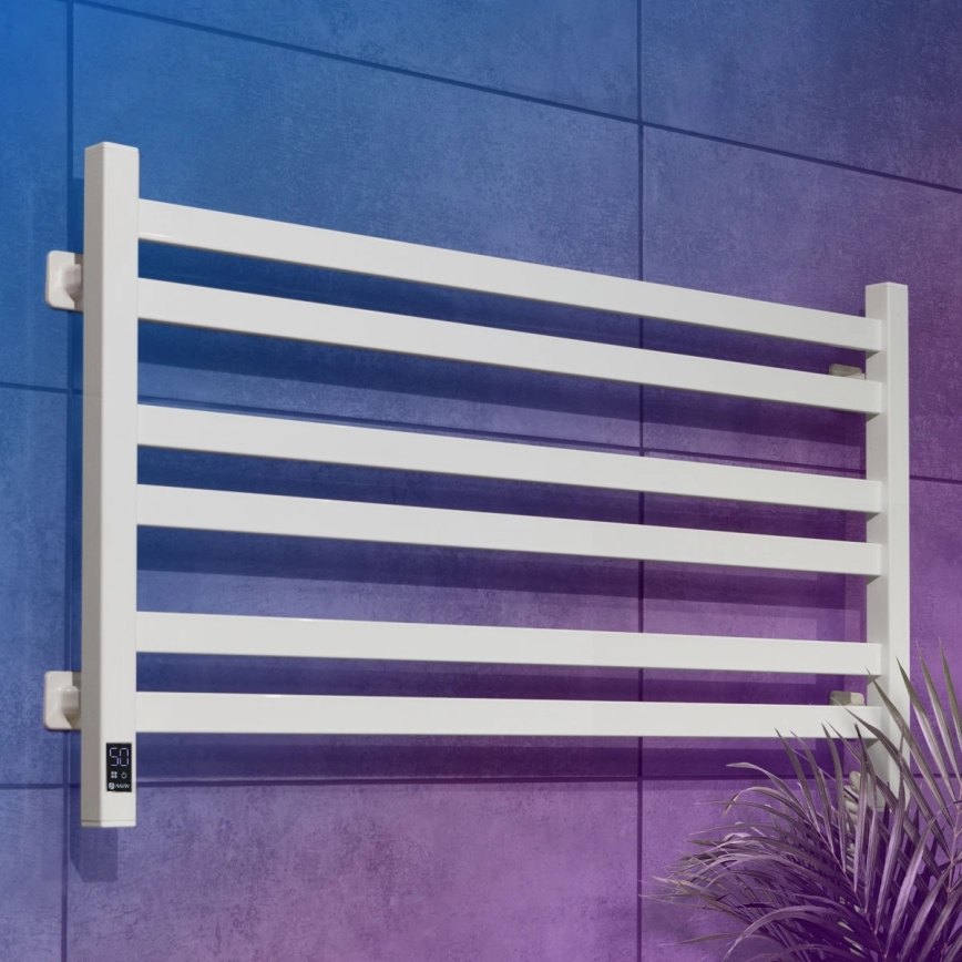 Elektrický sušiak na uteráky s termostatom AVANGARD 181W 50x90 cm biely pravý