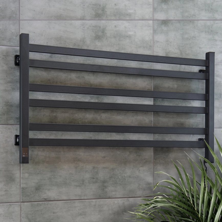 Elektrický sušiak na uteráky s termostatom AVANGARD 181W 50x90 cm čierny pravý