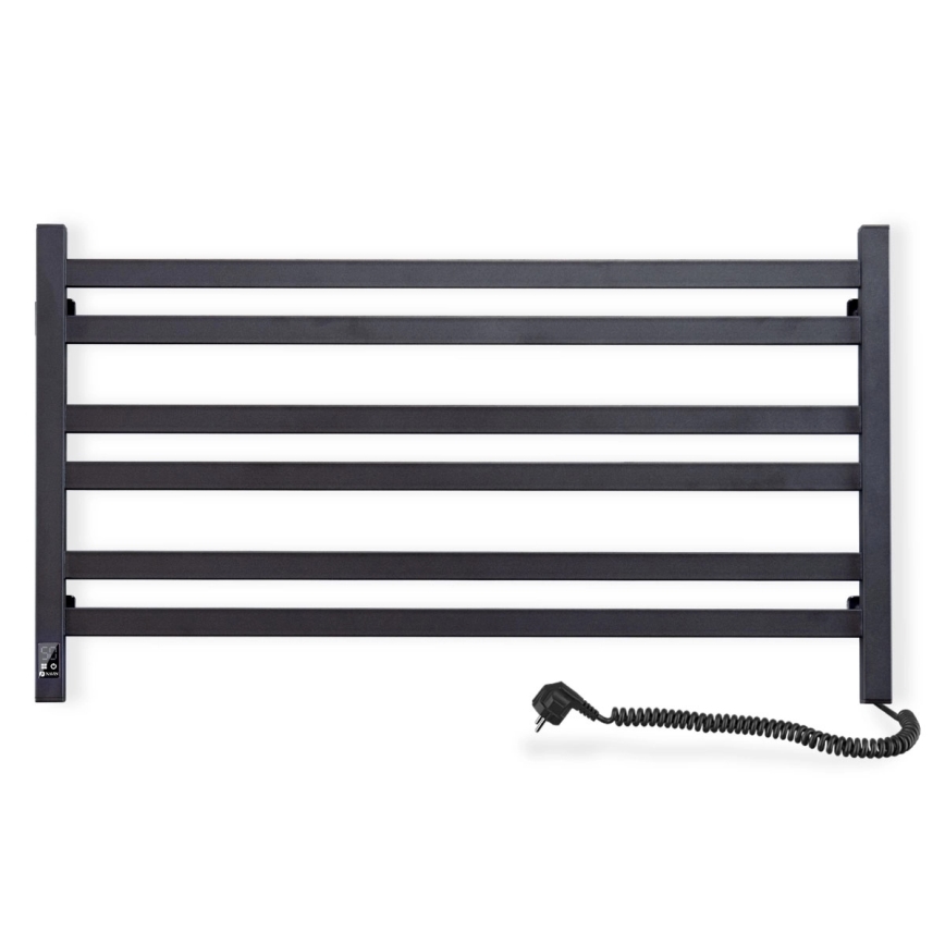 Elektrický sušiak na uteráky s termostatom AVANGARD 181W 50x90 cm čierny pravý