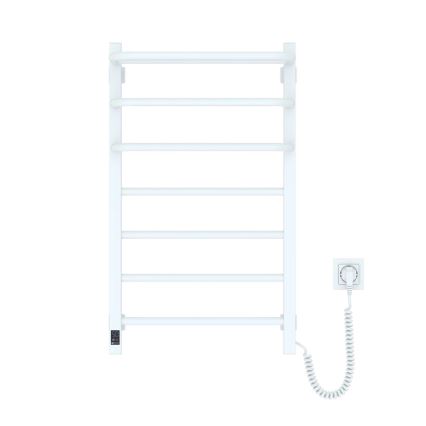 Elektrický sušiak na uteráky s termostatom FORTIS 155W 80x48 cm biely pravý