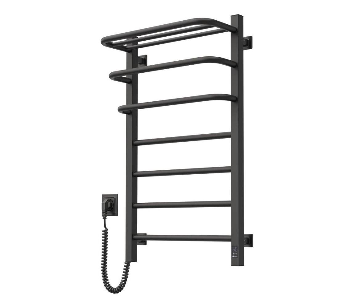 Navin Elektrický sušiak na uteráky s termostatom FORTIS 155W 80x48 cm čierny ľavý 12-253153-4880