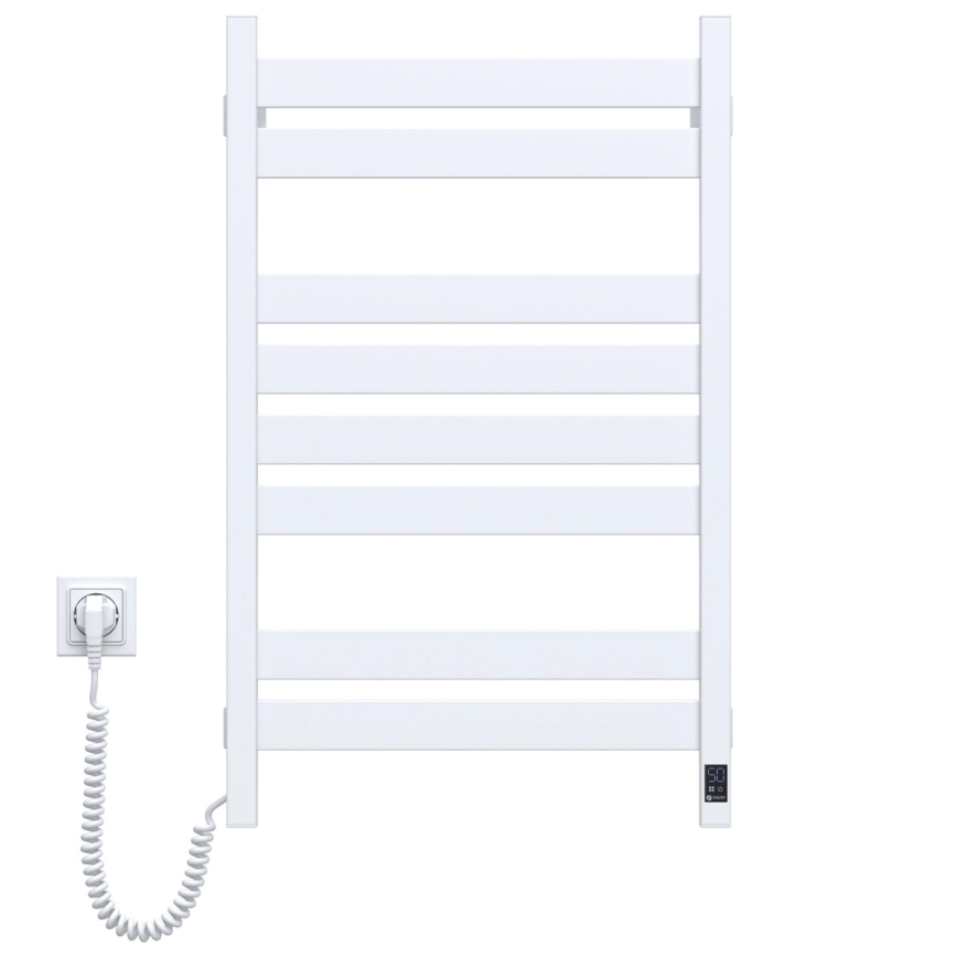 Elektrický sušiak na uteráky s termostatom LARGO 168W 80x50 cm biely ľavý