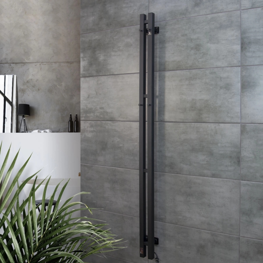 Elektrický sušiak na uteráky s termostatom SILOUETTE 106W 150x9 cm čierny pravý