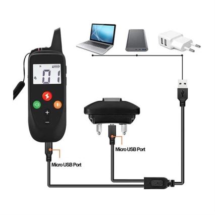 Elektrický výcvikový obojok pre psa 52cm 500m 3,7V 300 mAh IP67