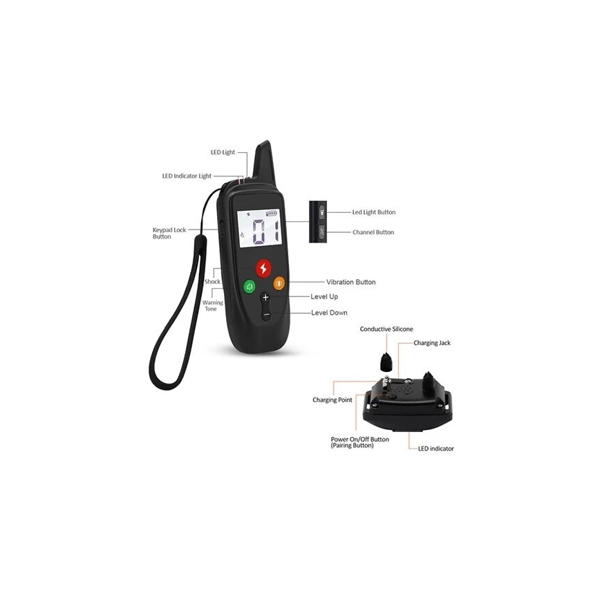 Elektrický výcvikový obojok pre psa 52cm 500m 3,7V 300 mAh IP67