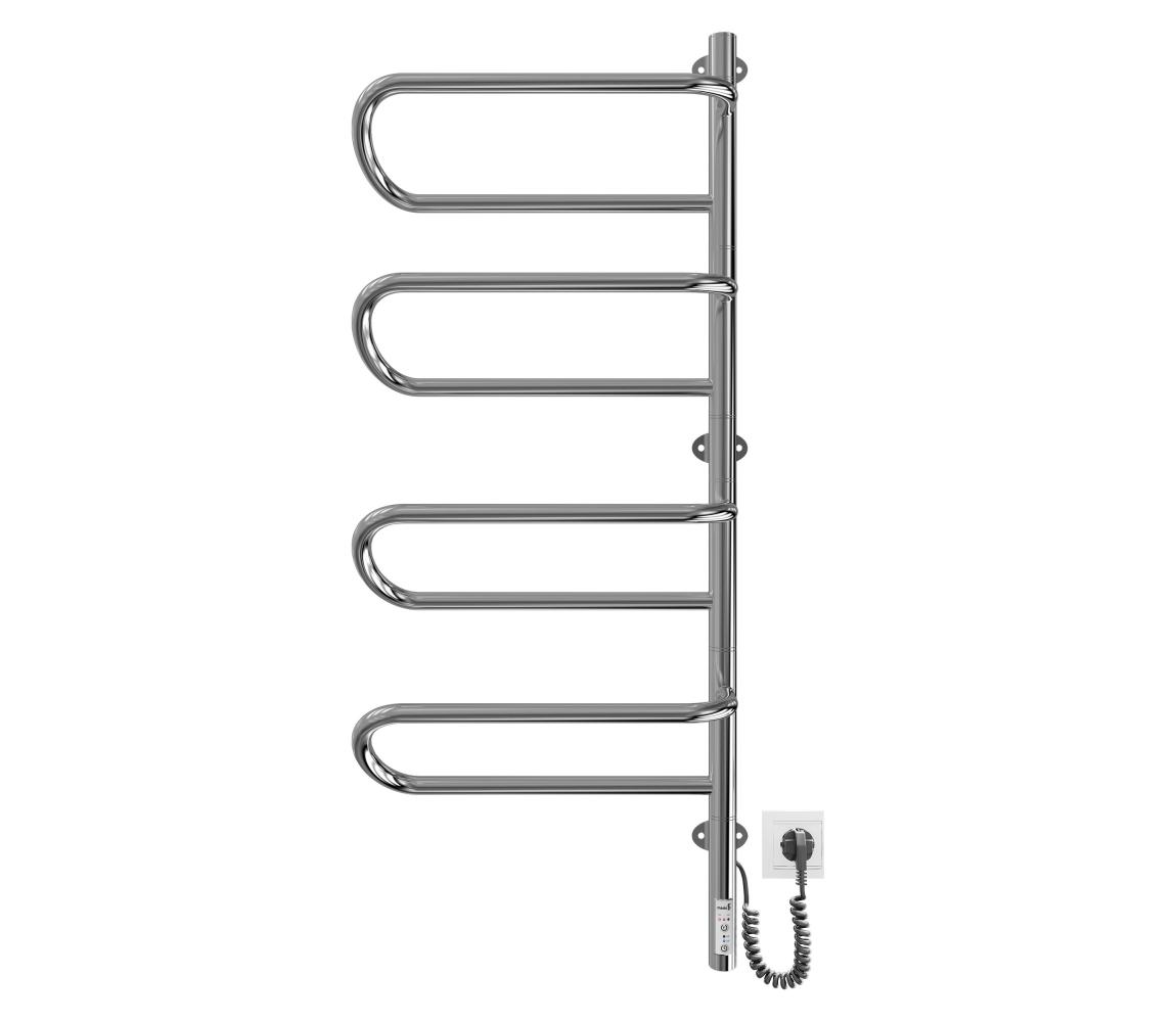 Mario-Radiators Električni vrtljiv sušilnik za brisače ELECTRA, 120W/230V, 102,5x44,5 cm, nerjaveče jeklo/krom, desni 2.3.1004.11.P