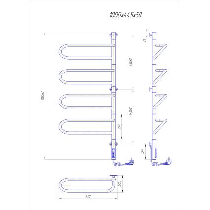 Elektrický otočný sušiak na uteráky ELECTRA 120W/230V 102,5x44,5 cm nerez/chróm pravostranný