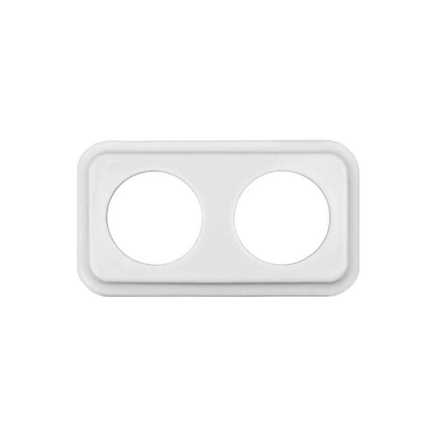 Elhard - Dvojitá keramická retro zásuvka do domácnosti s rámikom 230 V biela