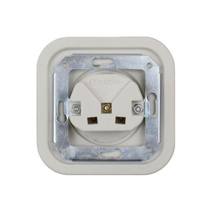 Elhard - Dvojitá keramická retro zásuvka domová s rámikom SCHUKO 230 V biela