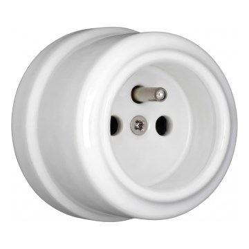Elhard - Keramická retro domová zásuvka 230V, biela