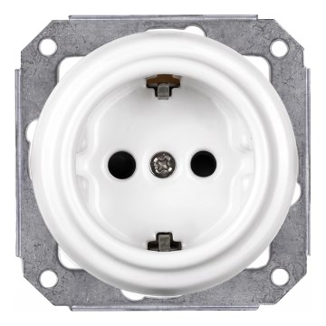 Elhard - Keramická retro domová zásuvka bez rámčeka SCHUKO 230V biela