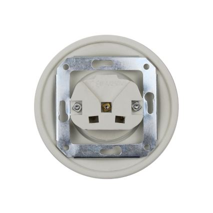 Elhard - Keramická retro domová zásuvka bez rámčeka SCHUKO 230V biela